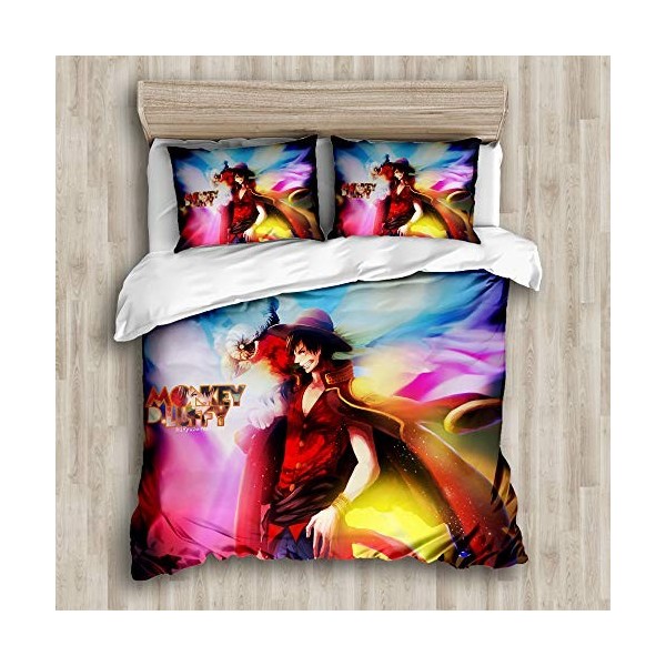 Ste-X Ensemble De Literie pour Enfants - 100% Microfibre - One Piece, Zoro, Portgas D Ace, Luffy Housse De Couette Housse De