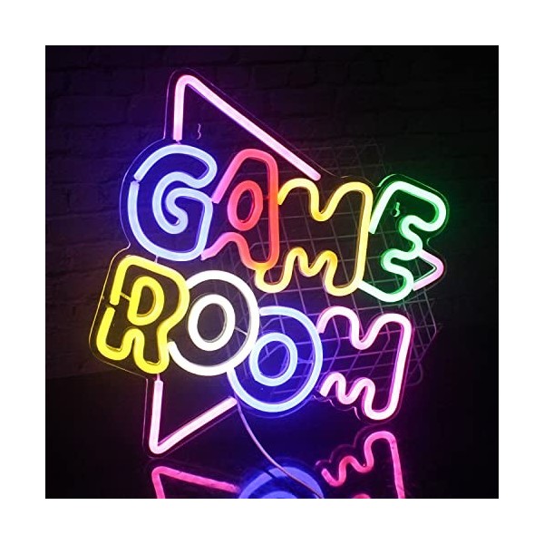 SIGNSHIP Game Room Neon Light LED, Enseigne au néon Cool alimentée par USB Art Décoration Murale pour Salle de Jeux Salon Bar