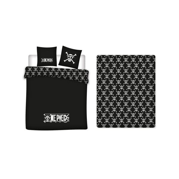 Aymax Parure de Lit Double One Piece, 4 Pièces, Housse de Couette 240x220 cm + 2 Taies doreiller 63x63 cm + Drap-Housse 160x