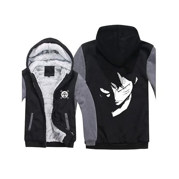 Anime One Piece Luffy Sweat À Capuche Hommes Casual Veste Chaude Manteau dhiver Chandail