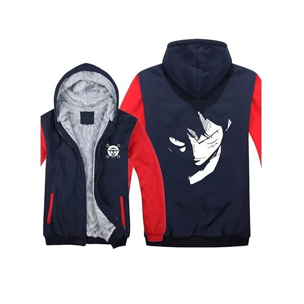 Anime One Piece Luffy Sweat À Capuche Hommes Casual Veste Chaude Manteau dhiver Chandail