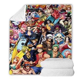 NECEHY Anime One Piece Couvertures et Plaid Polaire en Peluche Sherpa Laine Mode Impression numérique 3D Microfibre Blanket p