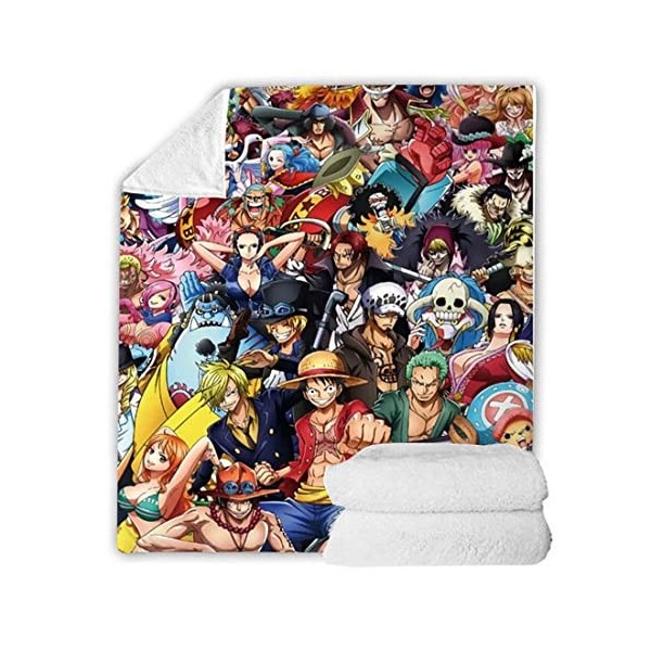 NECEHY Anime One Piece Couvertures et Plaid Polaire en Peluche Sherpa Laine Mode Impression numérique 3D Microfibre Blanket p