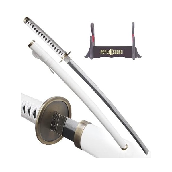 One Piece Katana en Bois Lame en Bois Katana Wado Ichimonji Sabre Zoro Katana Epee Sabre + Support en Bois Inclus/Repliksword
