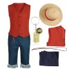 Antsparty Costume Luffy pour homme et adulte - Costume dHalloween avec chapeau de paille - Porte-clé - Pour Halloween et car