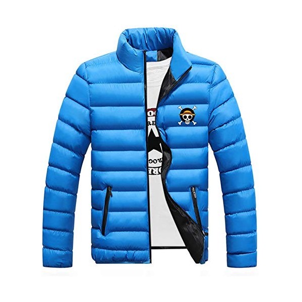 WANHONGYUE Anime One Piece Monkey D Luffy Down Jacket Manteau en Duvet Homme Hiver Veste Outwear Blouson Noir/3 M