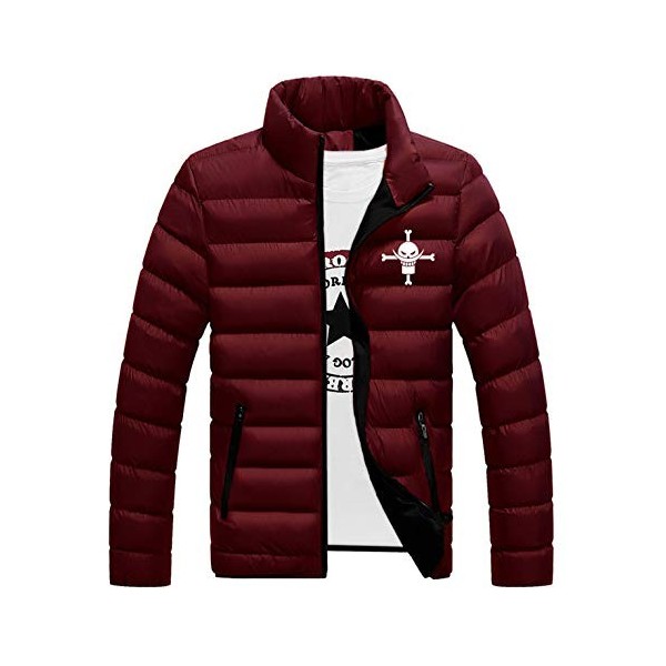 WANHONGYUE Anime One Piece Monkey D Luffy Down Jacket Manteau en Duvet Homme Hiver Veste Outwear Blouson Noir/3 M