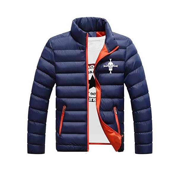 WANHONGYUE Anime One Piece Monkey D Luffy Down Jacket Manteau en Duvet Homme Hiver Veste Outwear Blouson Noir/3 M