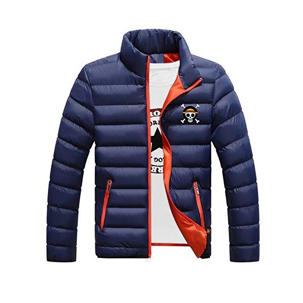 WANHONGYUE Anime One Piece Monkey D Luffy Down Jacket Manteau en Duvet Homme Hiver Veste Outwear Blouson Noir/3 M