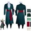 NIKKHO Anime One Piece Cosplay Set, Roronoa Zoro Cosplay Uniforme, Costume De Fête De Carnaval Dhalloween, Avec Pantalon Pei