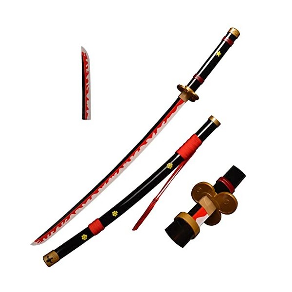 Skyward Blade Épée en bois Roronoa Zoro Katana, Anime Original Texture Japonaise Samouraï Épée, Trafalgar Law Katana Rouge Ja