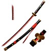 Skyward Blade Épée en bois Roronoa Zoro Katana, Anime Original Texture Japonaise Samouraï Épée, Trafalgar Law Katana Rouge Ja