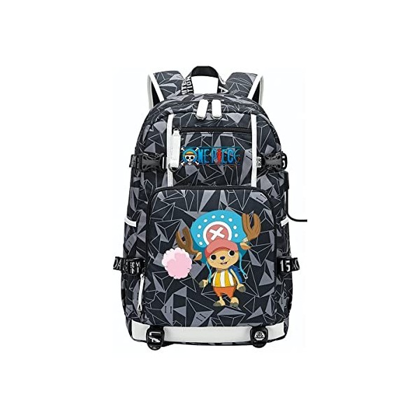 RavEnt Chopper Anime One Piece Anime Sac à dos décole pour enfants Sac décole Anime Oxford Daypack, multicolore