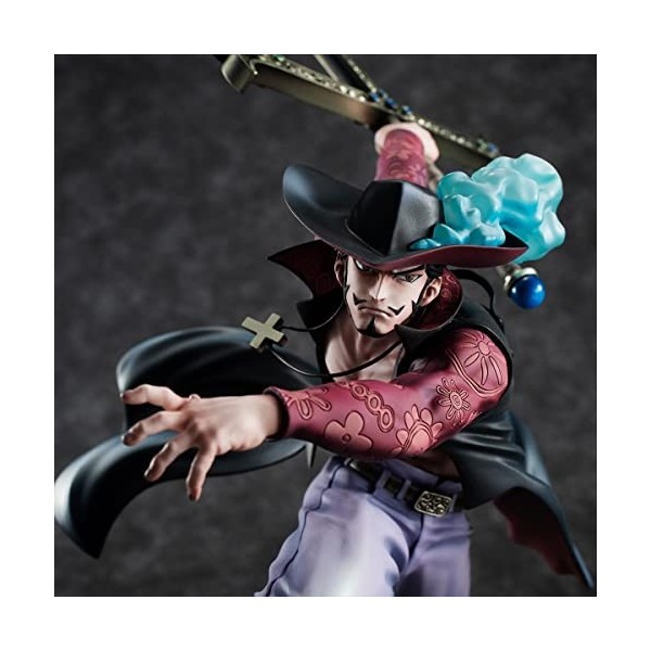 ENFILY Figurine Anime One Piece Mihawk, 34 cm, tient une épée Mihawk en PVC, modèle de poupée, personnage danime, cadeau de 