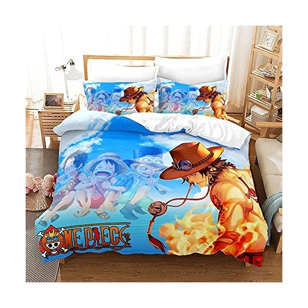 NICHIYOBI ONE Piece Parure de lit en 3 pièces avec housse de couette et taie doreiller, en microfibre, impression numérique 