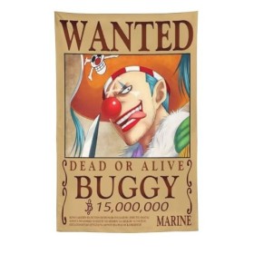 Poster animé One Piece Wanted - Tapisserie « Buggy » - Peinture dart cool - Impression dart mural à suspendre - Décoration 