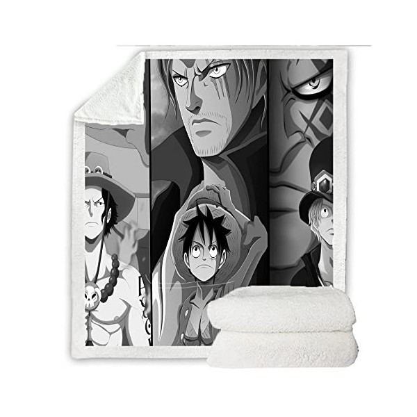 NECEHY One Piece Skull Couverture Plaid Couverture de Lit Douce et Chaude Plaid Jeté de Canapé Flanelle,A-6553,150 * 200CM