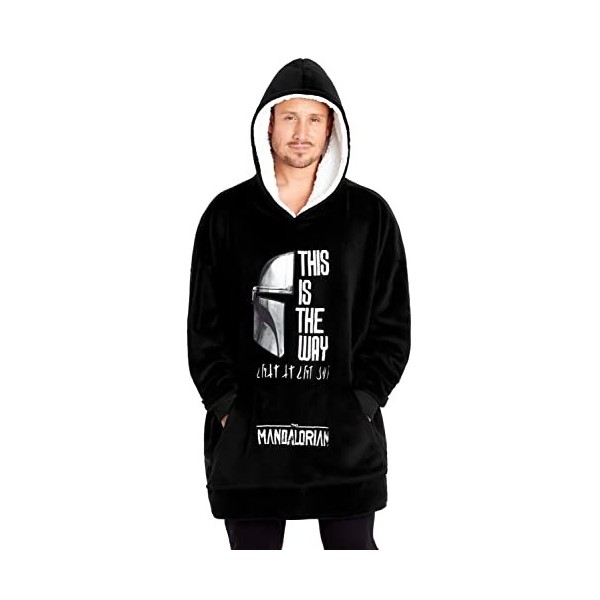 Disney The Mandalorian Sweat Polaire Homme Pull Oversize Capuche Noir