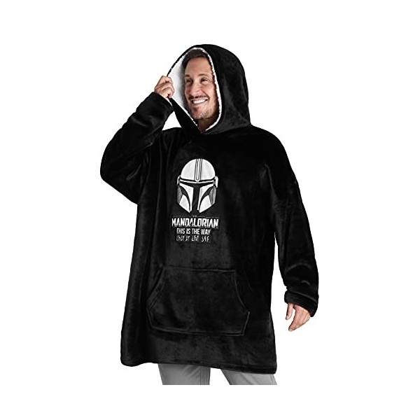 Disney The Mandalorian Sweat Polaire Homme Pull Oversize Capuche Noir