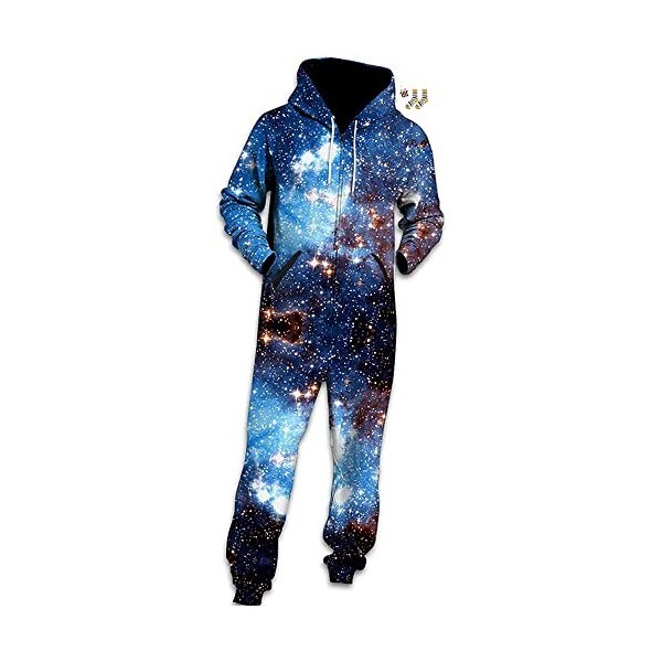 Morbuy Jumpsuit Homme Sweat à Capuche, Family Costume 3D Imprimé Manche Longues Sweatshirt Adult Zip Onesie Une Pièce Vêtemen