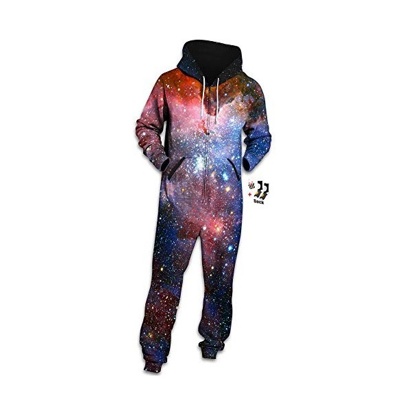 Morbuy Jumpsuit Homme Sweat à Capuche, Family Costume 3D Imprimé Manche Longues Sweatshirt Adult Zip Onesie Une Pièce Vêtemen