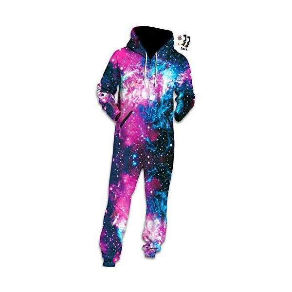 Morbuy Jumpsuit Homme Sweat à Capuche, Family Costume 3D Imprimé Manche Longues Sweatshirt Adult Zip Onesie Une Pièce Vêtemen