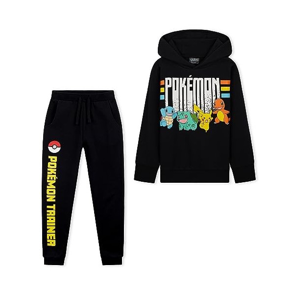 Pokémon Jogging Enfant Garcon Ensemble Survêtement Enfant Garcon Vêtement Mode Enfant Ado 5-14 ans Noir, 13-14 Ans 
