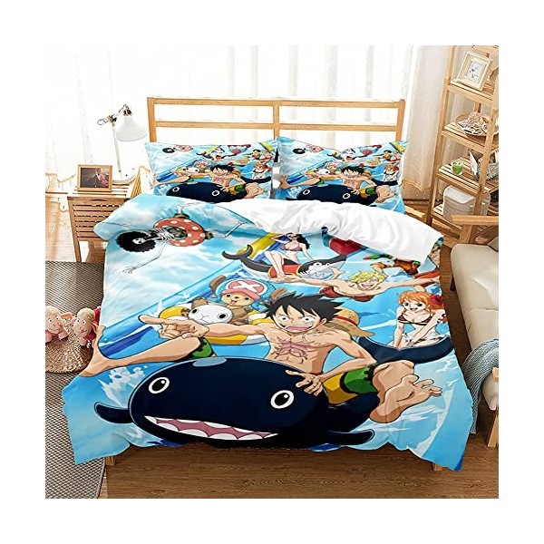 Ste-X Ensembles De Literie One Piece Luffy Chopper Zoro - Ensemble De Housses De Couette 100% Coton Lavé Respirant Et Durable