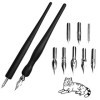 MONCAP 10PCS porte-stylo et ensemble de supports Manga Cartoon Comic Dip Pen avec porte-stylos Plumes Calligraphie Pen Rempla