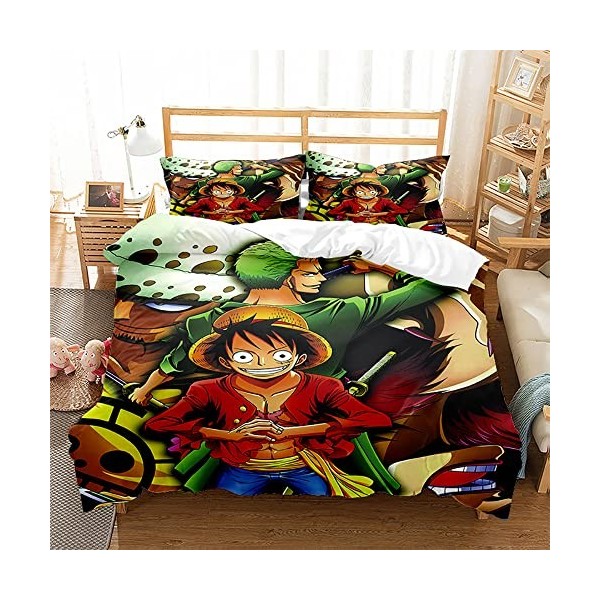 Ste-X Ensembles De Literie One Piece Luffy Chopper Zoro - Ensemble De Housses De Couette 100% Coton Lavé Respirant Et Durable