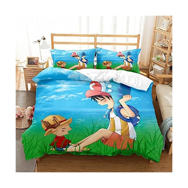 Ste-X Ensembles De Literie One Piece Luffy Chopper Zoro - Ensemble De Housses De Couette 100% Coton Lavé Respirant Et Durable