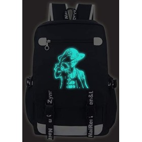 Roffatide Anime One Piece Lumineux sac à dos Oxford Noir Grande Capacité Sac décole Sac à dos pour ordinateur portable