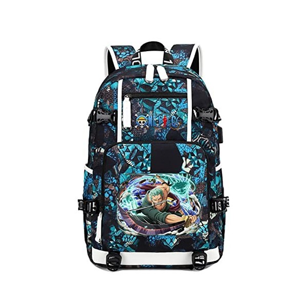 Anime One Piece Sac À Dos pour Ordinateur Portable Sac À Dos De Voyage pour Hommes Roronoa Zoro Print Sac Décole pour Garçon