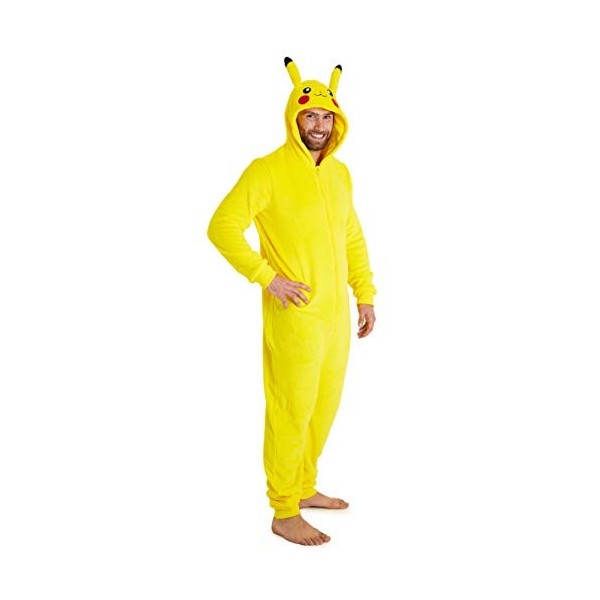 Pokémon Combinaison Pyjama Homme Ou Femme De Pikachu, Pyjama Chaud en Polaire Douce avec Capuche, Idée De Cadeau pour Adulte 