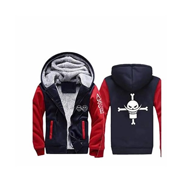 Anime One Piece Portgas D Ace Sweat À Capuche Cosplay Costume Épais Manteau À Capuche Hommes À Capuche Polaire Imprimer Veste
