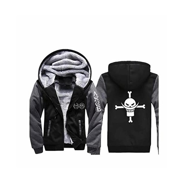 Anime One Piece Portgas D Ace Sweat À Capuche Cosplay Costume Épais Manteau À Capuche Hommes À Capuche Polaire Imprimer Veste