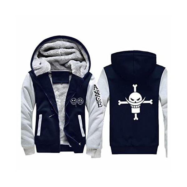 Anime One Piece Portgas D Ace Sweat À Capuche Cosplay Costume Épais Manteau À Capuche Hommes À Capuche Polaire Imprimer Veste