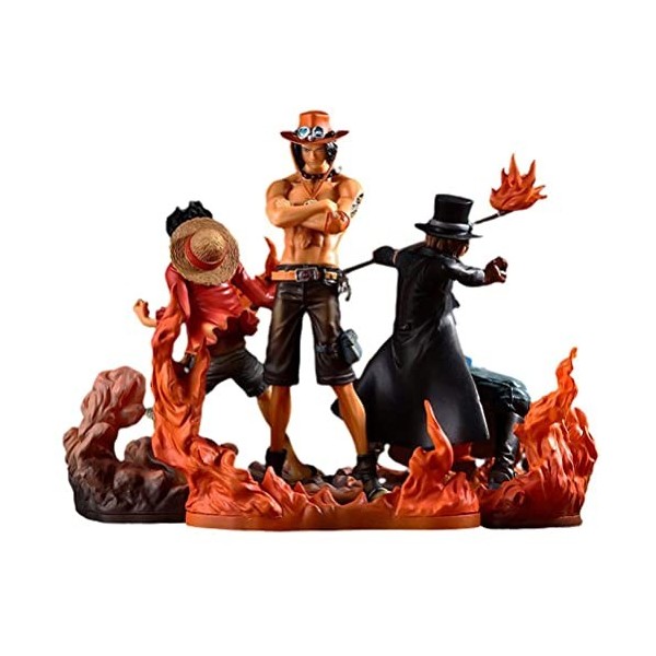 REOZIGN Lot de 3 figurines One Piece Luffy Ace Sabo 18 cm One Piece Figure Ace Sabo Statue Anime Figures Décoration Fournitur
