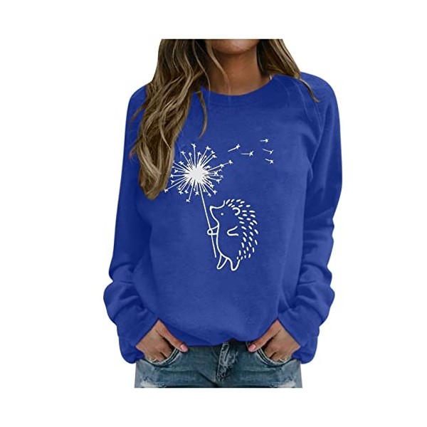 Ncenglings Pulls Noirs pour Femmes Zippés Top Mode Femme Chemisier hérisson imprimé à Manches Longues Sweats à Capuche décont