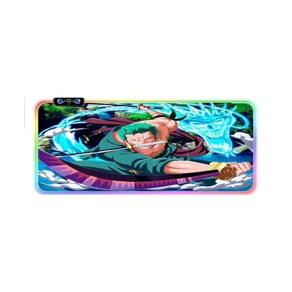 DAIRUINI Tapis de Souris One Piece Luffy Game RGB Anime XXL Lumineux LED-Luffy,A-1382,30 * 80 * 0.4cm