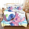 Anime Stitch Housse de Couette 220x240, Parure de lit 3D en Microfibre avec Housse de Couette et taie doreiller pour Enfant 