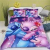 Anime Stitch Housse de Couette 220x240, Parure de lit 3D en Microfibre avec Housse de Couette et taie doreiller pour Enfant 