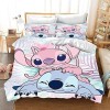 Anime Stitch Housse de Couette 220x240, Parure de lit 3D en Microfibre avec Housse de Couette et taie doreiller pour Enfant 