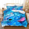 Anime Stitch Housse de Couette 220x240, Parure de lit 3D en Microfibre avec Housse de Couette et taie doreiller pour Enfant 