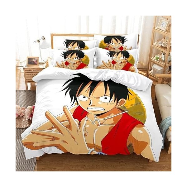 Enfunt-Home Anime One Piece Luffy Housse de Couette 220x240cm, Impression Numérique 3D Parure de Lit pour 100% Microfibre ave