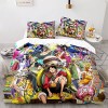 Enfunt-Home Anime One Piece Luffy Housse de Couette 220x240cm, Impression Numérique 3D Parure de Lit pour 100% Microfibre ave