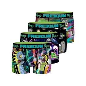 Caleçon Homme Multi-Sport, Boxer Homme, Rick and Morty, Maintien Anti-Glisse et Doux Lot de 4 , Vert, Turquoise, Rose, Noir,