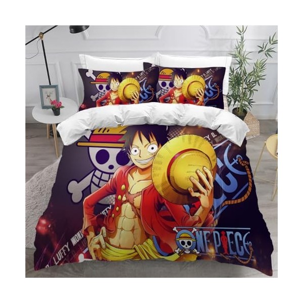 Ensemble De Literie 220 x 240 cm One Piece 3D Premium Housse De Couette Et Taie doreiller Literie 3 Pièces Enfants GarçOns H