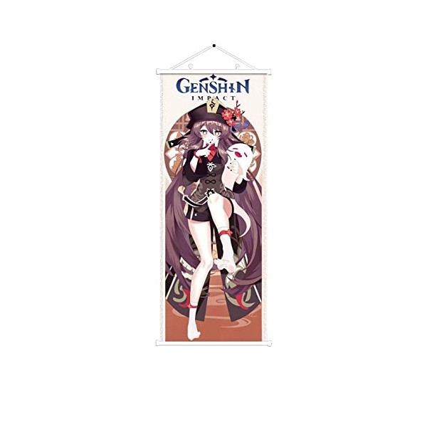 CBOSNF Genshin Impact Poster Poster en Tissu Manga Anime Wallscroll, Genshin Impact Hu Tao Tableau à roulettes, Poster Roulea