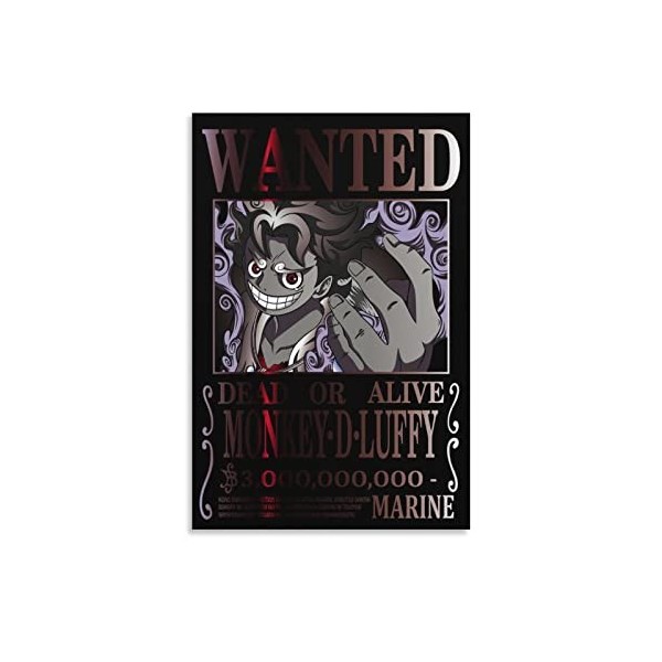Poster Anime One Piece Wanted Luffy 7 sur toile pour salon 60 x 90 cm